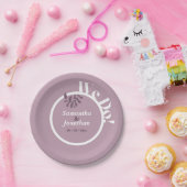 Pink Simple Wedding Umschlag Aufkleber Pappteller (Party)