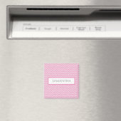 Pink Simple Zickzack Personalisiert Magnet (In Situ (Geschirrspüler))