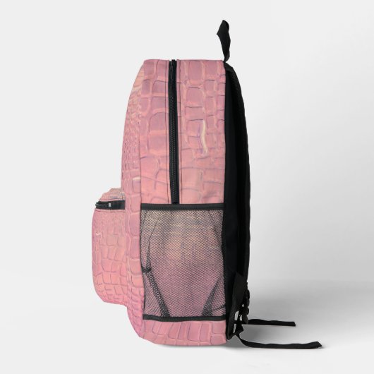 Pink Simulated Crocodile Pattern Backpack Bedruckter Rucksack (Rechts)
