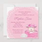 Pink Sip und Baby Girl Dusche Einladung (Rückseite)