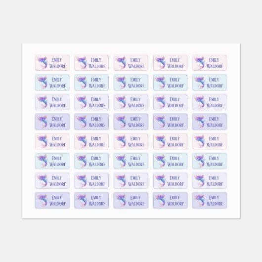 Pink Siren Kids' Name Clothing School Labels Etiketten (Blatt)