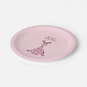 Pink Sitting Giraffe Babydusche Pappteller (Schrägansicht)
