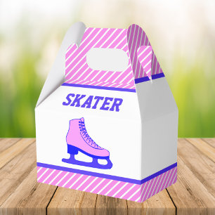 Pink Skate Eis-Eislauf-Geburtstagsfeier Geschenkschachtel