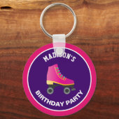 Pink Skate Roller Skaten Birthday Party Gefallen Schlüsselanhänger (Vorderseite)