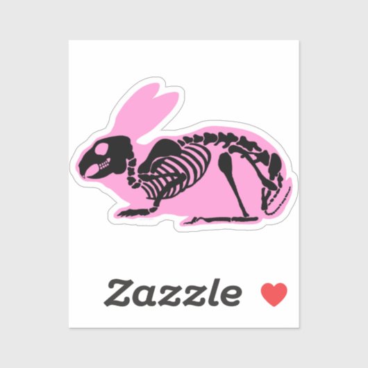 Pink Skeleton Rabbit Aufkleber (Blatt)