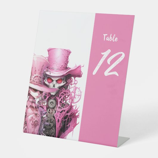Pink Skeleton Wedding Steampunk Sockelschild (Vorderseite)