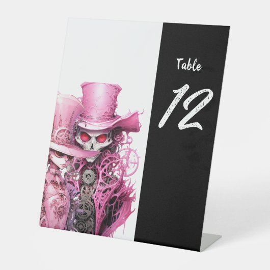 Pink Skeleton Wedding Steampunk Sockelschild (Vorderseite)