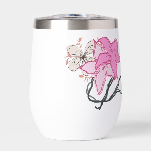 Pink Sketched Blume Bouquet (Vorderseite)