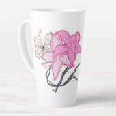 Pink Sketched Blume Bouquet Milchtasse (Linke Ecke)