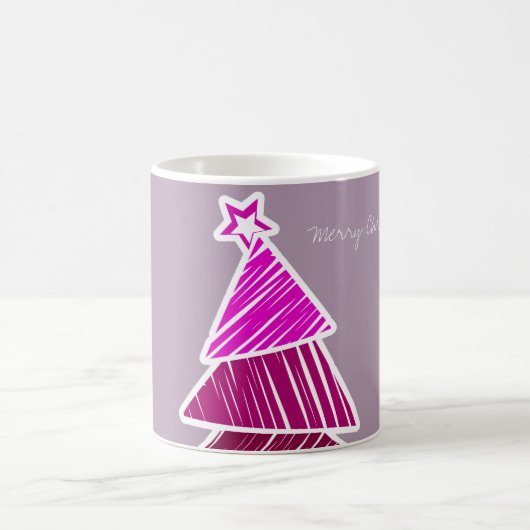 Pink Sketchy Weihnachtsbaum Tasse (Mittel)