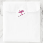 Pink Ski Fast Runder Aufkleber (Tasche)
