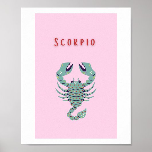 Pink Skorpion, Tierkreiszeichen, Sternzeichen Poster (Vorne)