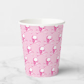 Pink Skull and Crossbones Muster Papier Cup Pappbecher (Links)