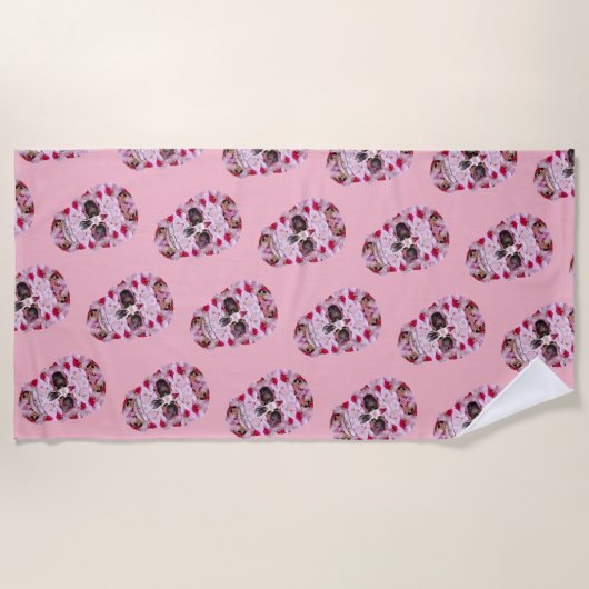 Pink Skull Beach Handtuch (Vorderseite)