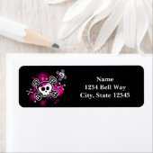 Pink Skull & Bones Hearts Girl Party Address Label (Insitu)