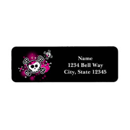 Pink Skull & Bones Hearts Girl Party Address Label