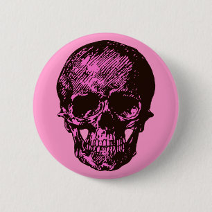 Pink Skull Button