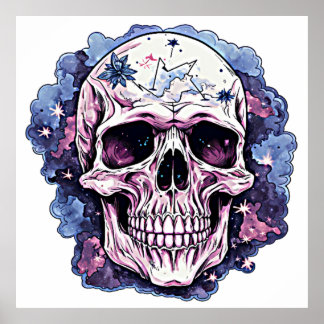 Pink Skull Cartoon Poster