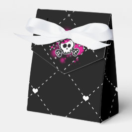 Pink Skull Crossbones & Hearts Gastgeschenk Box Geschenkschachtel