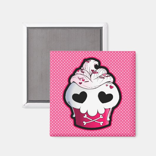 Pink Skull Cupcake Magnet (Vorderseite/Rückseite)