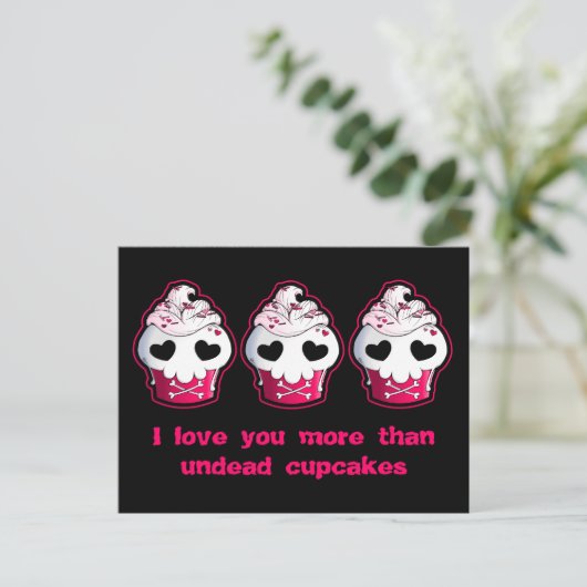 Pink Skull Cupcake Postkarte (Stehend Vorderseite)