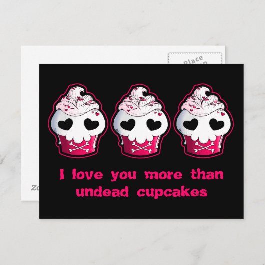 Pink Skull Cupcake Postkarte (Vorne/Hinten)