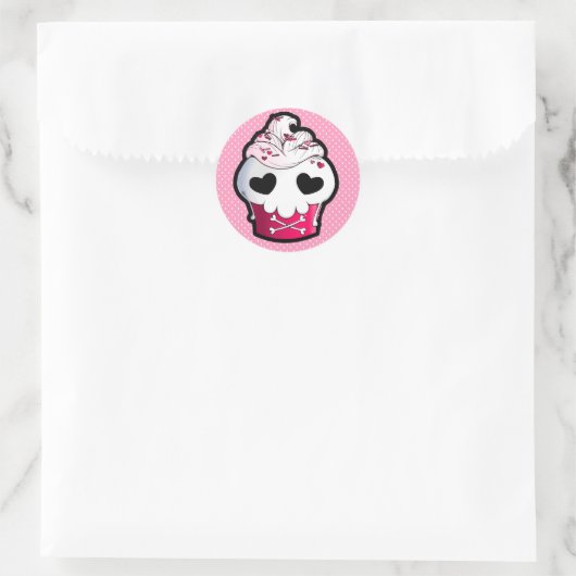 Pink Skull Cupcake Runder Aufkleber (Tasche)
