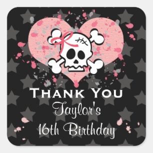 PInk Skull Gastgeschenk Stickers