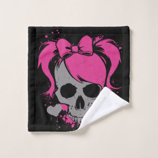 Pink Skull Girl – Dark Cute Style Waschlappen