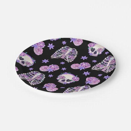 Pink Skull Halloween Paper Teller (Schrägansicht)