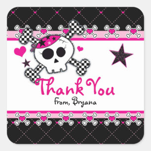Pink Skull, Herz und Kreuz Gastgeschenk Sticker