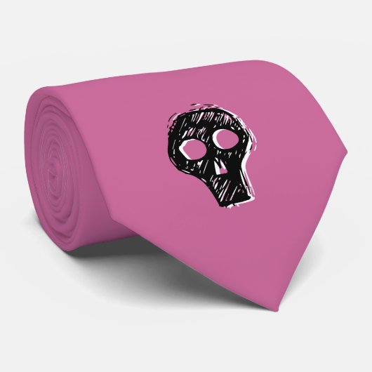 Pink Skull Krawatte (Gerollt)