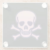 Pink Skull on Bones Black Gel Untersetzer (Rückseite)