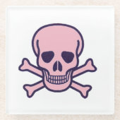 Pink Skull on Bones clear glass Untersetzer (Vorderseite)