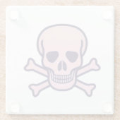 Pink Skull on Bones clear glass Untersetzer (Rückseite)