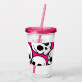 Pink Skull Pattern Acrylic Tumbler Acryltrinkbecher (Rückseite)