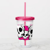 Pink Skull Pattern Acrylic Tumbler Acryltrinkbecher (Vorderseite)