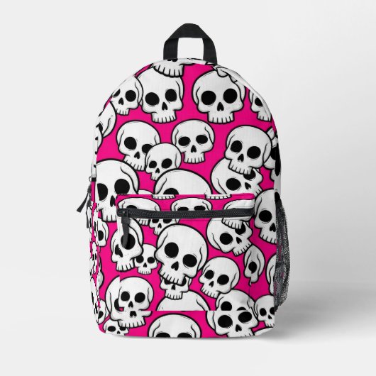 Pink Skull Pattern Backpack Bedruckter Rucksack (Vorderseite)