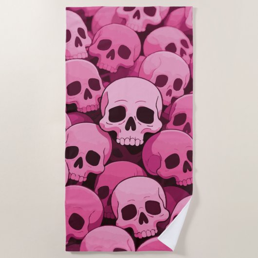 Pink Skull Pattern – Bold Pop Gothic Art Strandtuch (Vorderseite)