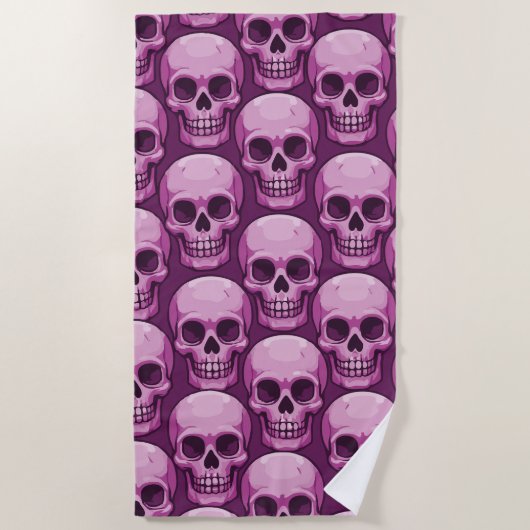Pink Skull Pattern – Bold Repeating Design Strandtuch (Vorderseite)