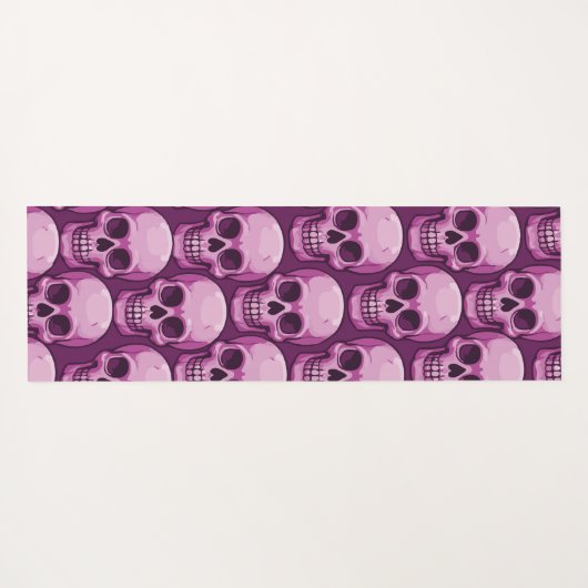 Pink Skull Pattern – Bold Repeating Design Yogamatte (Rückseite (Horizontal))