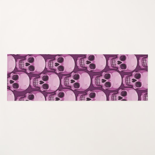 Pink Skull Pattern – Bold Repeating Design Yogamatte (Vorderseite (Horizontal))