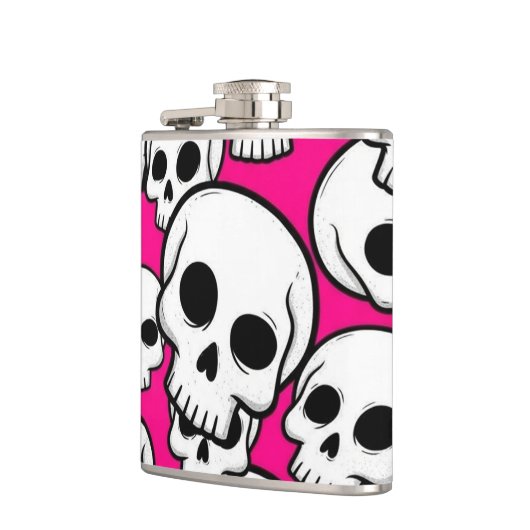 Pink Skull Pattern Flask Flachmann (Links)