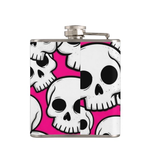 Pink Skull Pattern Flask Flachmann (Rückseite)