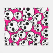 Pink Skull Pattern Fleece Blanket (Vorderseite (Horizontal))