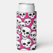 Pink Skull Pattern Foam Can/Bottle Cooler Selters Dosenkühler (Seltzer Vorderseite)