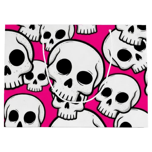 Pink Skull Pattern Gift Bag  Große Geschenktüte (Vorderseite)