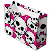Pink Skull Pattern Gift Bag Große Geschenktüte (Vorderseite Schrägansicht)
