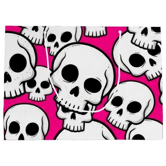 Pink Skull Pattern Gift Bag  Große Geschenktüte (Rückseite)