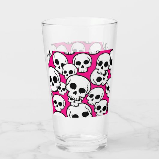 Pink Skull Pattern Glass Cup Glas (Rückseite)